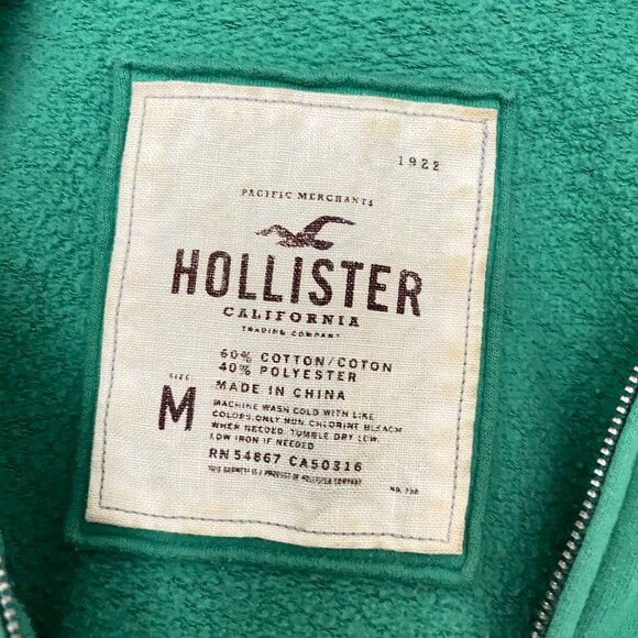 Hollister Green Zip-Up Hoodie with California Sleeve - Picture 2 of 3